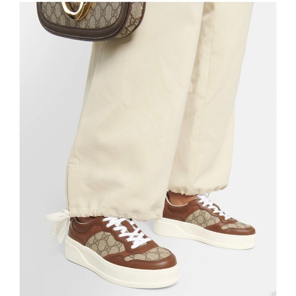 Gucci GG Supreme Canvas Leather Trimmed Sneakers